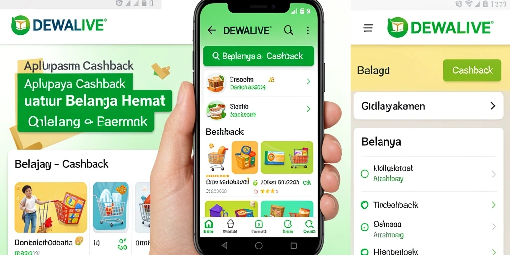 Antarmuka DEWALIVE yang intuitif dengan penawaran Cashback.