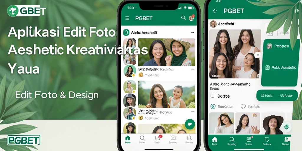 Antarmuka aplikasi PGBET dengan berbagai fitur editing foto aesthetic.