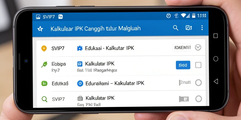 Tampilan antarmuka aplikasi Kalkulator IPK yang user-friendly dan informatif.