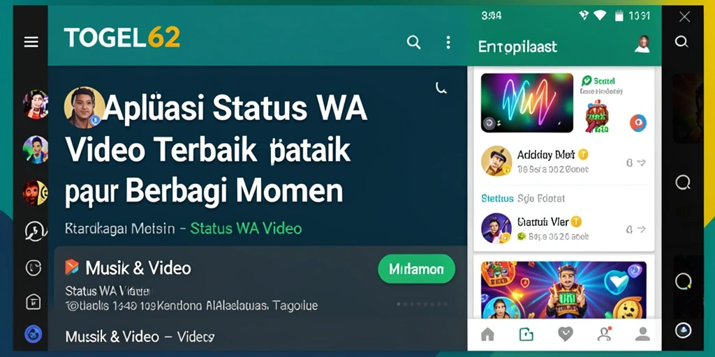Antarmuka aplikasi TOGEL62 yang sederhana dan menarik untuk status video.